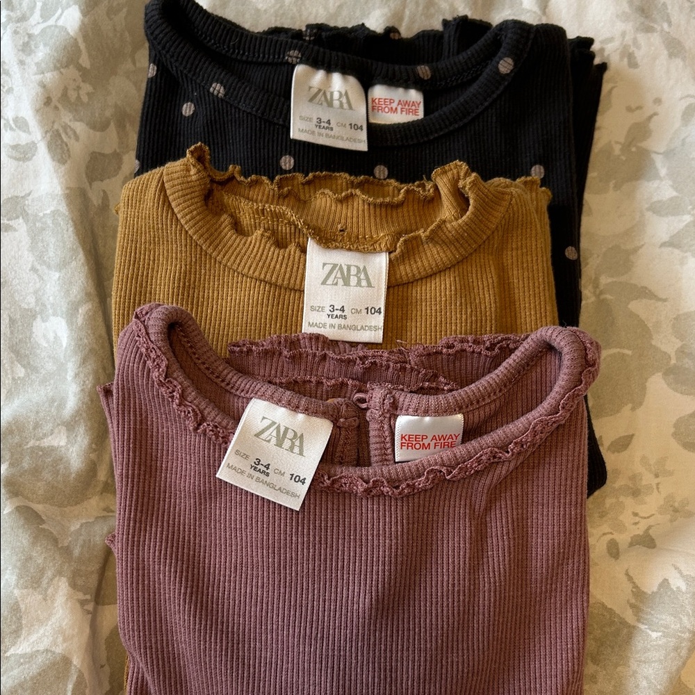 Zara Frilled Neck Ribbed Tops Trio